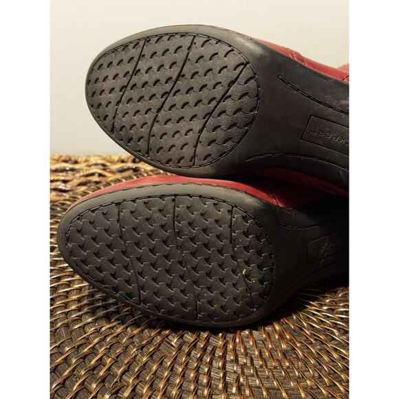 Rockport Cobb Ankle Boots Red Leather Women’s 8. 5 M Bootie Side Zip Winter Fall - Picture 10 of 10